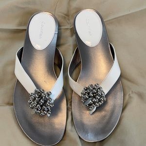 White flip flop with some bling